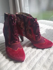 Ruby Shoo, Suede Burgundy Ankle Boots, Size 8/41 VGC - Picture 1 of 16
