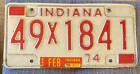 Indiana 1974 MARION COUNTY License Plate # 49X1841