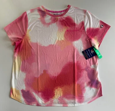 Camiseta deportiva ligera de doble secado con logotipo tie dye fucsia CHAMPION para mujer S M L Foto 1 de 4