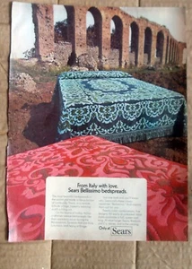 Sears Bellissimo Bedspreads from Italy with Love Vtg 1972 Print Ad 9 x 12" - Picture 1 of 3