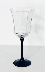 Vintage Luminarc Arcoroc France OCTIME BLACK Clear 12 OZ Water Goblet Glass NEW - Picture 1 of 5