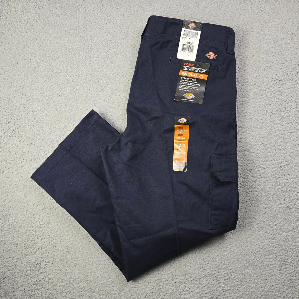 Dickies Active Waist Regular Fit Twill Cargo Pants for Men Dark Navy Blue 40x30