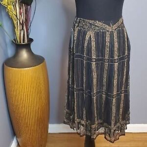 Alfani Black Multi Color Silk Skirt Size 8 Petite NWT