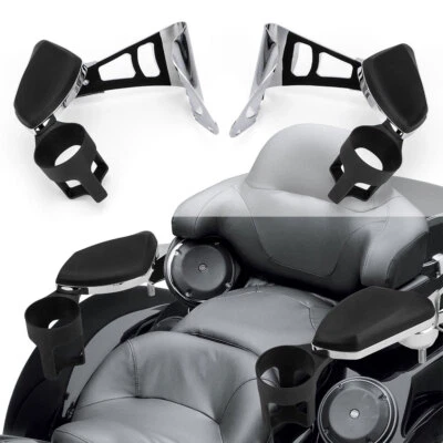 Reposabrazos traseros para pasajero Harley Touring Tri Glides 2014-2024 con soporte para bebidas Foto 1 de 4