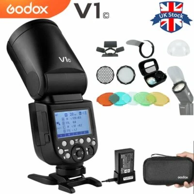 Godox V1C TTL 1/8000s HSS luce flash testa rotonda per Canon + accessori magnetici