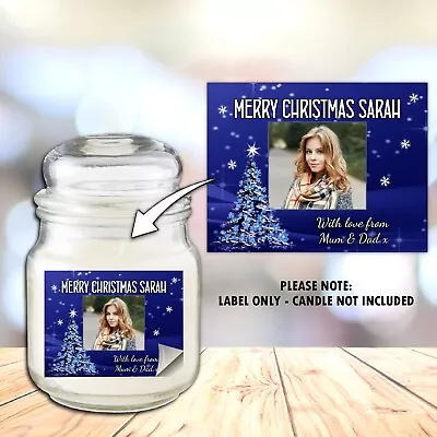 INVITE DESIGNS LTD Personalised Merry Christmas Xmas Photo Candle Label Sticker N27