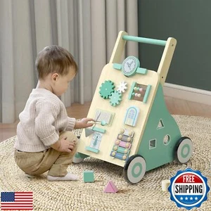 TaoHFE Lauflernwagen aus Holz, Laufspielzeug Unterstützung Babys Lernen Ständer Gehen, Ba - Bild 1 von 5