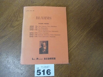 BRAHMS Piano Pieces (various) - Lea Pocket Scores No.66 - Image 1 of 4