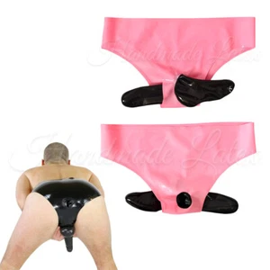 Pantalones Cortos de Látex Rosa con Funda Negra para Pene y Bragas Ano Fetiche BDSM Juegos con disfraces - Imagen 1 de 6