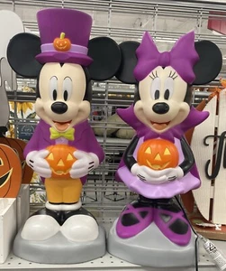 Gemmy Disney Mickey & Minnie Mouse 24" Lighted Halloween Pumpkin Blow Mold Set - Picture 1 of 8