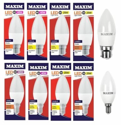 MAXIM 10Pack Screw In Bayonet LED Candle Light Bulbs Energy Saver Warm Cool White Lamp