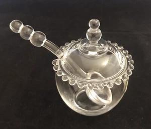 VINTAGE Imperial CANDLEWICK Glass 3PC MARMALADE JAM JAR Set with Lid & Spoon - Picture 1 of 6
