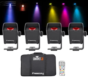 Chauvet DJ Freedom H1 X4 (4) Wireless RGBAW+UV Wash Lights+Bag+Charger+Remote - Picture 1 of 7
