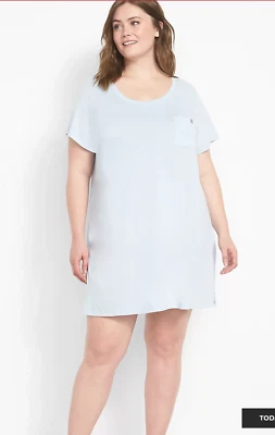 Camisa de dormir LANE BRYANT ~ Nova com etiquetas Plus 14/16 ~ Skyway azul lavada com ácido PJ A52 - Imagem 1 de 2