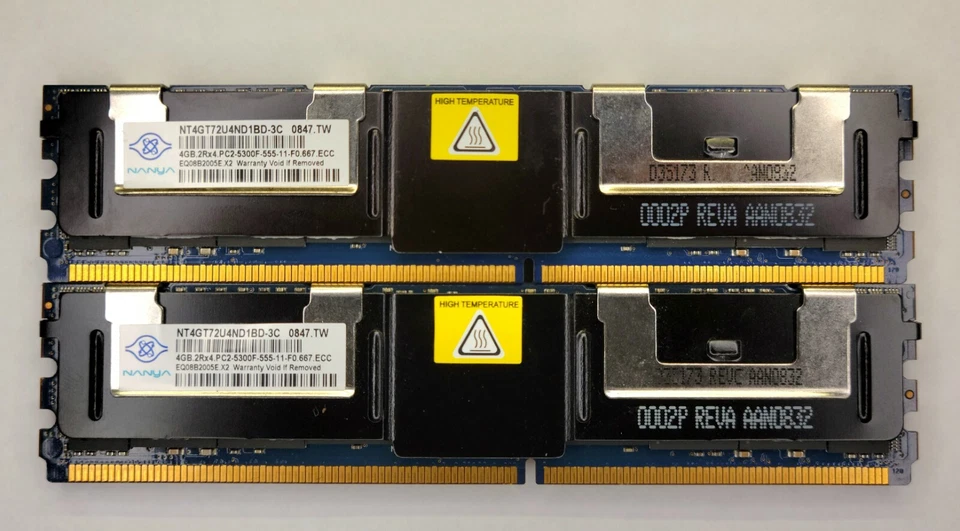 Nanya 8GB (2x4GB) PC2-5300-11 F0 667 ECC DDR2-667MHz NT4T72U4ND1BD-3C Server RAM - Image 1 of 1