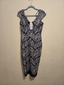 New Alexia Admor Dress Womens Sz S Black White Cocktail Dress Sleeveless - Picture 1 of 8