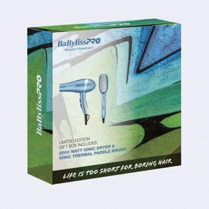 BabylissPro 2000 Watt Ionic Dryer & Ionic Thermal Paddle Brush Gift Box - Picture 1 of 3