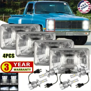 4PCS 4x6 Hi-Lo LED Headlights Fit 1981 1982 1983 1984 1985 1986 Chevy C10 Trucks - Picture 1 of 13