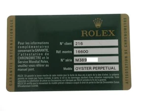Rolex Sea Dweller 16600 certificate serial M389xxx Certificato Garanzia paper - Picture 1 of 1