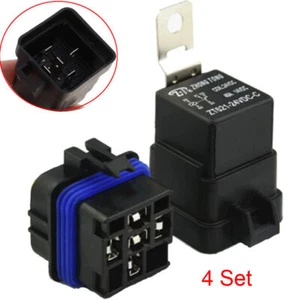 4 Set Waterproof 12V 40 Amp 5-Pin Car Relays & Relay Holder Socket w/ Terminals - Picture 1 of 12