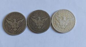 3 X 1895 S/O/P half Dollar Barber United States silver Coins