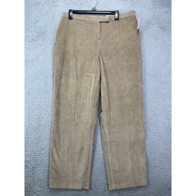 Dressbarn Corduroy Pants Womens 12P Petite Signature Tan Trouser Leg Hi-Rise NEW - Image 1 of 4
