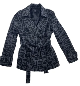 Sandro Sportswear Blazer Jacket Women's M Midi Lined Belted Button Up Geometric - Picture 1 of 11