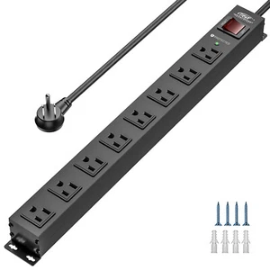 CRST 8-Outlet Heavy Duty Power Strip Surge Protector, 6 FT Power Cord/14AWG/15A - Picture 1 of 16
