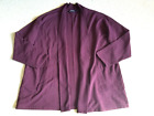 Womens Sweater-LANDS' END-maroon cotton stretch open cardigan ls-1X (16W-18W)