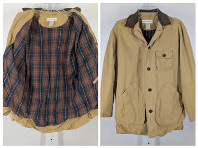 Chaqueta Banana Republic Vintage Chino Denim Granero Franela Forrada Cuero Cuello XS Foto 1 de 4