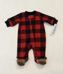 Pijama Carters Recién Nacido Bebé Niño Patas Vellón Cremallera Dormir N Jugar Cuadros Búfalo - Imagen 1 de 5