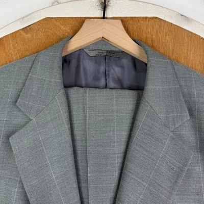 De Colección Traje Nordstrom Para Hombres 42L Gris Ventana 3 Botones 100% Lana Pantalones 36x32 Plisados Foto 1 de 4