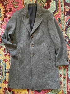 Spier MacKay Men's Wool Overcoat Size US 44 Gray Herringbone Zanieri ~ No Flaws - Picture 1 of 7