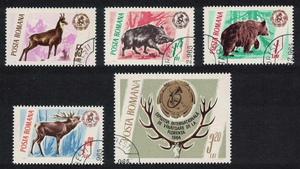 Gamuza Rumania Oso Alce Jabalí 'Trofeos de Caza' 5v 1965 Canc SG#3332-3336 Foto 1 de 1