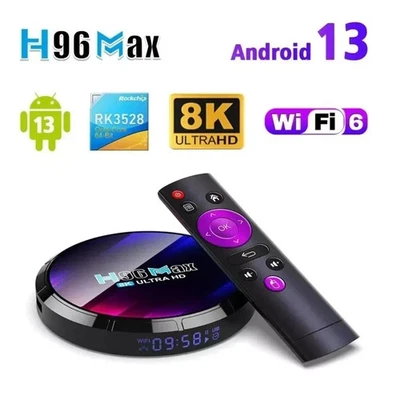 H96 Max 8K RK3528 4GB+64GB UK-Stecker Ultra HD Smart TV Box Android 13.0 Media Play - Bild 1 von 4