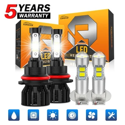 For Nissan Maxima 1986-1992 1995-1999 6000K LED Headlight Fog Light Bulbs Combo — 第 1/4 张图片