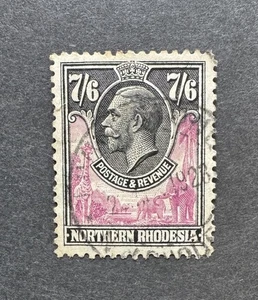 Northern Rhodesia SG 15 7s6d Rose Purple & Black SPACEFILLER - CAT £300 - Bild 1 von 4