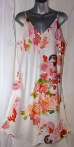 Natori geblümtes Negligee Kleid Kleid Gr. rosa rot weiß seidig Slip XL - Bild 1 von 9