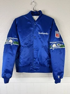 Vtg Seattle Seahawks Starter NFL 90s Satin Bomber Jacket USA Made Sz M Football - Picture 1 of 15