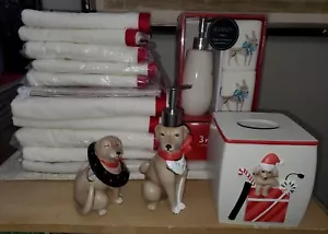 AVANTI "HOLIDAY DOGS" COMPLETE BATH SET LINENS & ACCESSORIES - Picture 1 of 12