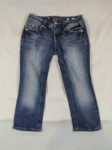 Pantalones de mezclilla Miss Me para mujer 27 exclusivos con puños capri adornados con solapa bolsillos - Imagen 1 de 12
