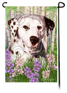 Bandera de jardín flores de primavera - hígado y dálmata blanca - Imagen 1 de 1
