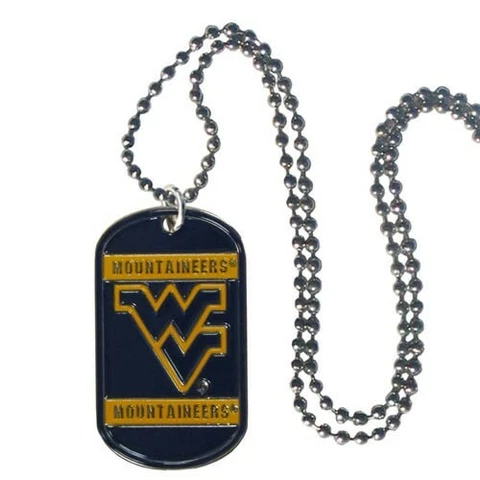 West Virginia Mountaineers Dog Tag Necklace NCAA Fan Neck Ball Chain College Fan Cover