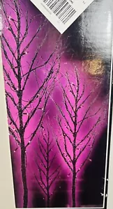 Set Of 3 Halloween 4ft Purple Lighted Outdoor Twig Trees Decor Spooky - Picture 1 of 3