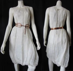 DOLCE & GABBANA silk grecian bubble dress 40 NWoT white w/ grey squiggles - Picture 1 of 12