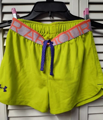 Under Armour Girls SZ Youth S Multi-Color Loose Heat Gear Shorts Athletic Logo - Image 1 of 3
