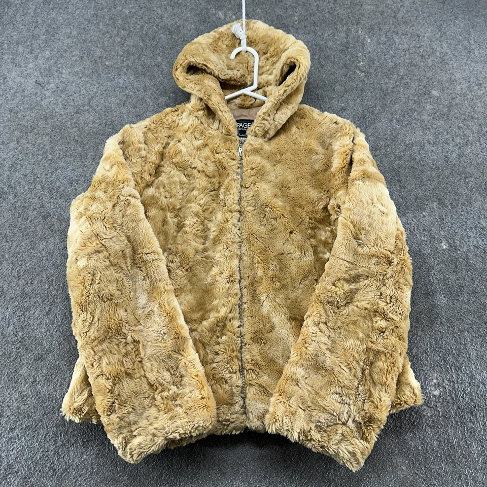 Chaqueta Rampage De Colección Para Mujer L Marrón Tostado Con Capucha Cremallera Completa Piel Sintética Pila Profunda Y2K Foto 1 de 4