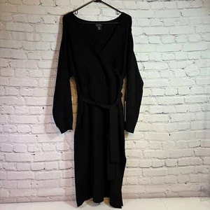 NWT Nicole Miller Faux Elegant Black Wrap Dress Size XL - Picture 1 of 9