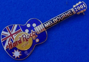 MELBOURNE AUSTRALIAN NATIONAL FLAG ACOUSTIC GUITAR 2001 Hard Rock Cafe PIN - Picture 1 of 1