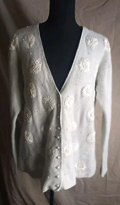 Marisa Christina Vintage Knit Sweater Cardigan, M, Lambswool Angora Decrotive - Picture 1 of 13